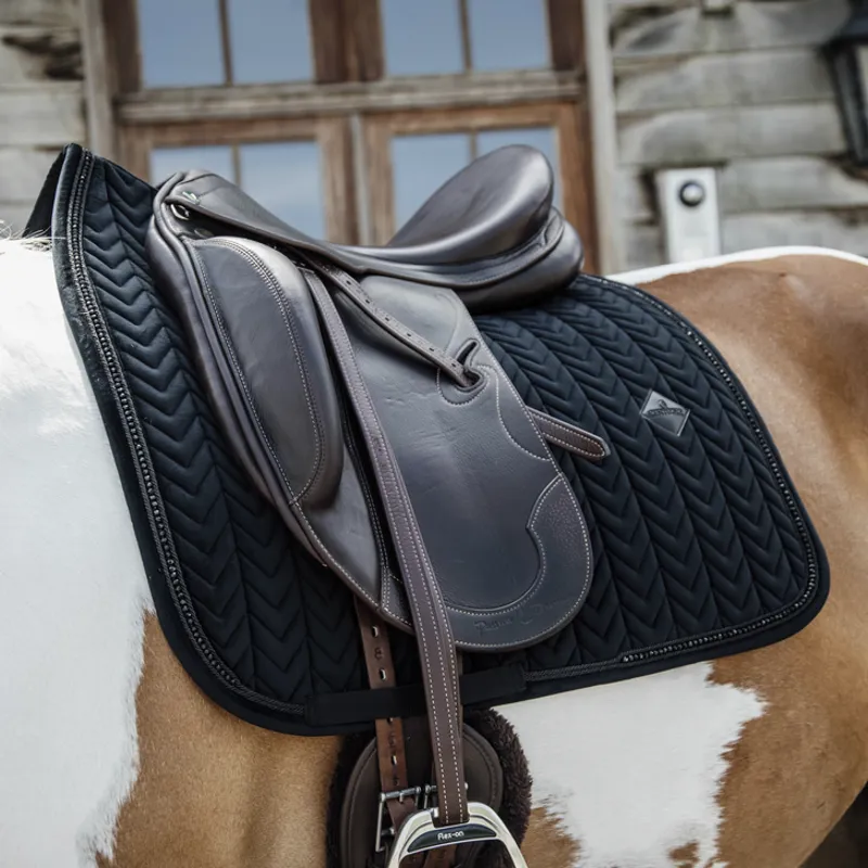 Kentucky Horsewear Saddle Pad Velvet Pearls Dressage Black-1